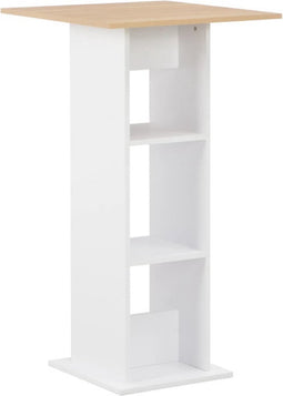 vidaXL - Bartafel - 60x60x110 - cm - wit - en - sonoma - eikenkleurig