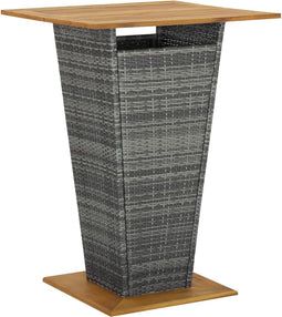vidaXL - Bartafel - 80x80x110 - cm - poly - rattan - en - massief - acaciahout - grijs