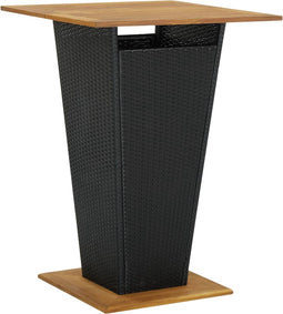 vidaXL - Bartafel - 80x80x110 - cm - poly - rattan - en - massief - acaciahout - zwart