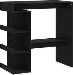 vidaXL - Bartafel - met - opbergrek - 100x50x101,5 - cm - bewerkt - hout - zwart