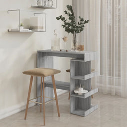 vidaXL - Bartafel - met - opbergrek - 100x50x101,5 - cm - grijs - sonoma