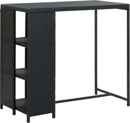 vidaXL - Bartafel - met - opbergrek - 120x60x110 - cm - poly - rattan - zwart