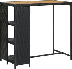 vidaXL - Bartafel - met - opbergrek - 120x60x110 - cm - poly - rattan - zwart