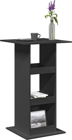 vidaXL - Bartafel - met - opbergruimte - 60x60x102 - cm - bewerkt - hout - zwart
