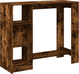 vidaXL - Bartafel - met - schap - 124x46x103,5 - cm - bewerkt - hout - gerookt - eiken