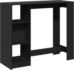 vidaXL - Bartafel - met - schap - 124x46x103,5 - cm - bewerkt - hout - zwart