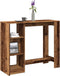 vidaXL - Bartafel - met - schap - 124x46x103,5 - cm - bewerkt - hout - oud - houtkleurig