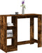 vidaXL - Bartafel - met - schap - 124x46x103,5 - cm - bewerkt - hout - gerookt - eiken