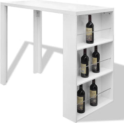 vidaXL - Bartafel - met - wijnrek - MDF - hoogglans - wit