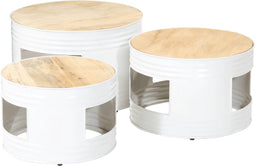vidaXL - Bartafels - 3 - st - trommelvormig - massief - ruw - mangohout