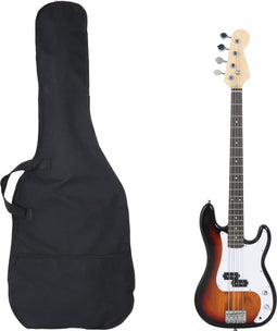 vidaXL - Basgitaar - voor - beginners - elektrisch - met - tas - 4/4 - 46" - bruin - wit