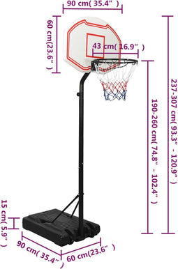vidaXL Basketbalstandaard 237-307 cm polyetheen wit