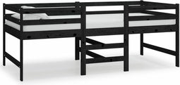 vidaXL - Bed - halfhoog - massief - grenenhout - zwart - 90x200 - cm
