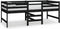 vidaXL - Bed - halfhoog - massief - grenenhout - zwart - 90x200 - cm