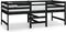 vidaXL - Bed - halfhoog - massief - grenenhout - zwart - 90x200 - cm