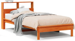vidaXL - bed - met - boekenkast - zonder - matras - grenenhout - wasbruin - 90x200 - cm