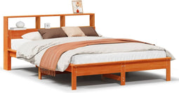 vidaXL - Bed - met - boekenkast - zonder - matras - grenenhout - wasbruin - 120x200 - cm