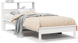 vidaXL - Bed - met - boekenkast - zonder - matras - grenenhout - wit - 90x200 - cm