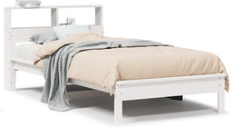 vidaXL - Bed - met - boekenkast - zonder - matras - grenenhout - wit - 90x190 - cm