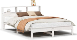 vidaXL - Bed - met - boekenkast - zonder - matras - grenenhout - wit - 120x200 - cm