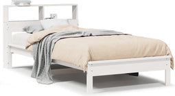 vidaXL - Bed - met - boekenkast - zonder - matras - grenenhout - wit - 100x200 - cm