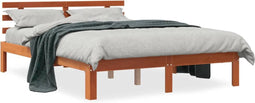 vidaXL - Bed - met - matras - massief - grenenhout - wasbruin - 140x190 - cm