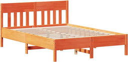 vidaXL - Bed - met - matras - massief - grenenhout - wasbruin - 140x190 - cm