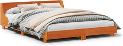 vidaXL - Bed - met - matras - massief - grenenhout - wasbruin - 140x190 - cm