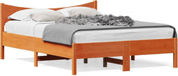 vidaXL - Bed - met - matras - massief - grenenhout - wasbruin - 140x190 - cm