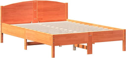 vidaXL - Bed - met - matras - massief - grenenhout - wasbruin - 140x190 - cm