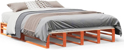 vidaXL - Bed - met - matras - massief - grenenhout - wasbruin - 140x190 - cm