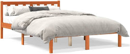 vidaXL - Bed - met - matras - massief - grenenhout - wasbruin - 140x190 - cm