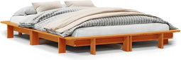vidaXL - Bed - met - matras - massief - grenenhout - wasbruin - 140x190 - cm