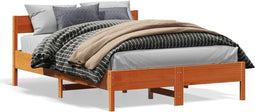 vidaXL - Bed - met - matras - massief - grenenhout - wasbruin - 140x190 - cm