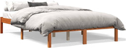 vidaXL - Bed - met - matras - massief - grenenhout - wasbruin - 140x190 - cm