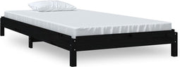 vidaXL - Bed - stapelbaar - 90x190 - cm - massief - grenenhout - zwart