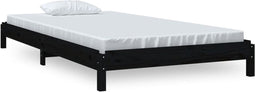 vidaXL - Bed - stapelbaar - 90x200 - cm - massief - grenenhout - zwart