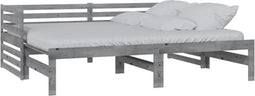 vidaXL - Bedbank - uitschuifbaar - massief - grenenhout - grijs - 2x(90x200) - cm