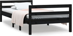 vidaXL - Bedframe - 75x190 - cm - massief - grenenhout - zwart
