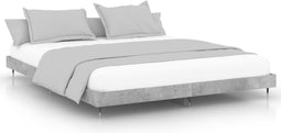 vidaXL - Bedframe - bewerkt - hout - betongrijs - 200x200 - cm
