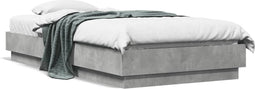 vidaXL - Bedframe - bewerkt - hout - betongrijs - 75x190 - cm