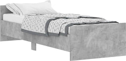 vidaXL - Bedframe - bewerkt - hout - betongrijs - 75x190 - cm