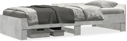vidaXL - Bedframe - bewerkt - hout - betongrijs - 90x200 - cm