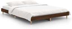 vidaXL - Bedframe - bewerkt - hout - bruin - eikenkleur - 135x190 - cm