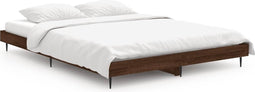 vidaXL - Bedframe - bewerkt - hout - bruin - eikenkleur - 135x190 - cm