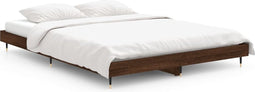 vidaXL - Bedframe - bewerkt - hout - bruin - eikenkleur - 135x190 - cm
