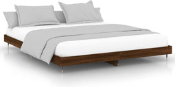 vidaXL - Bedframe - bewerkt - hout - bruin - eikenkleur - 200x200 - cm