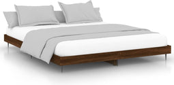 vidaXL - Bedframe - bewerkt - hout - bruin - eikenkleur - 200x200 - cm