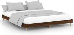 vidaXL - Bedframe - bewerkt - hout - bruin - eikenkleur - 200x200 - cm