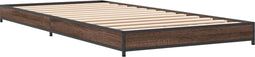 vidaXL - Bedframe - bewerkt - hout - en - metaal - bruin - eikenkleurig - 100x200 - cm